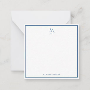 Basic Monogram Navy Blue Border Personalized  Card