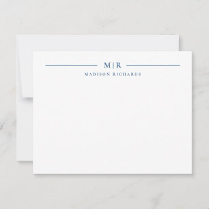 Basic Monogram Navy Blue Personalized Card
