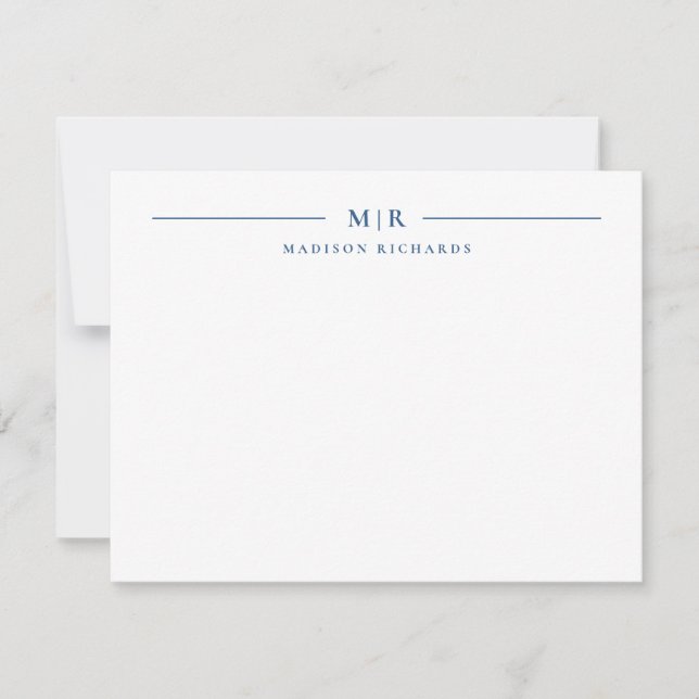 Basic Monogram Navy Blue Personalized Card (Front)