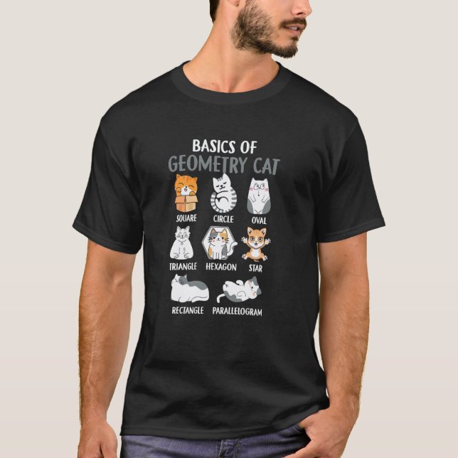 Basic Of Cat Geometry Math Teacher Funny Cat T-Shirt (Front)