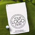 Basic Office Business Logo with Contact Info Golf Towel<br><div class="desc">Add your business information for low quantity promotional products. A great giveaway for a small office or unique gift. Advertise your business when you are on the golf course. Perfect for an office party or presentation, these logo signs are simple in design. You can change the background colour to match...</div>