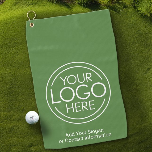 Basic Office Business Logo with Contact Info Golf Towel (Custom Golf Towel with Professional and Small Business Logo)