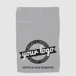 Basic Office Business Logo with Contact Info Grey Golf Towel