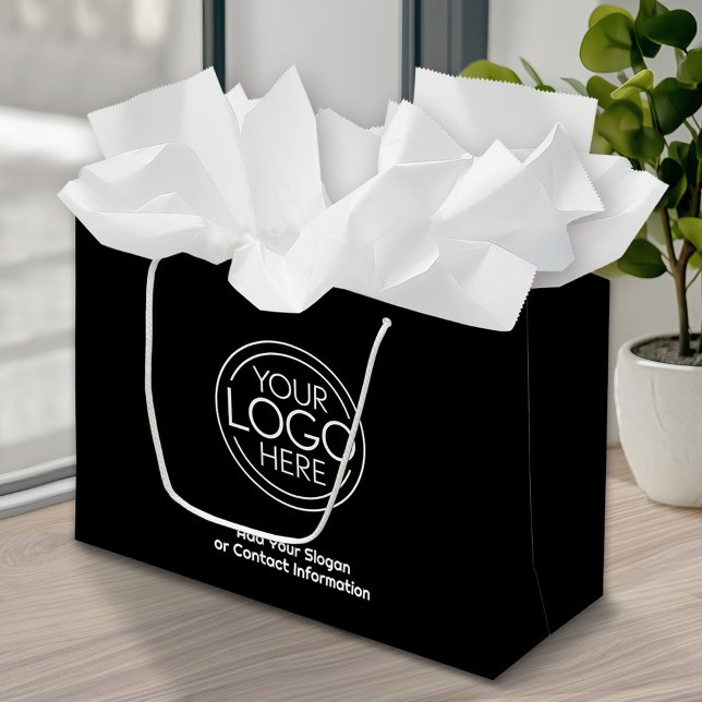 Basic Office Business Logo with Contact Info Large Gift Bag (Custom Gift Bag and Retail Bag with Logo on Both Sides)