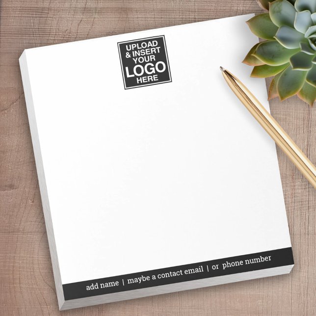 Basic Office with Business Logo and Contact Info Notepad (Personalized Notepad with Your Logo - add contact info for a great promotional product)