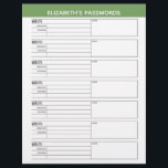 Basic Password Tracker with Username and Notes Fly Flyer<br><div class="desc">A great design to organize your passwords. This design includes an area to add your name at the top. Other areas included basic password information for username and password. You can change the colour bar on the top.</div>