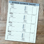 Basic Password Tracker with Username and Notes Flyer<br><div class="desc">A great design to organize your passwords. This design includes an area to add your name at the top. Other areas included basic password information for username and password. You can change the colour bar on the top.</div>