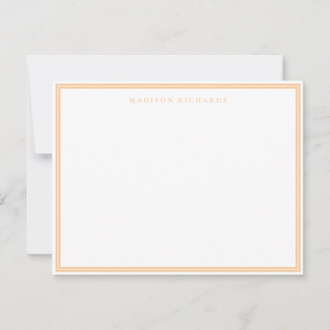 Basic Peach Border Personalized  Note Card (Front)