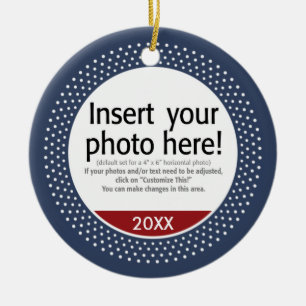 Basic Photo Frame For Christmas Ceramic Ornament