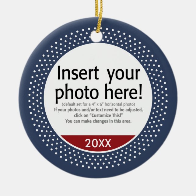 Basic Photo Frame For Christmas Ceramic Ornament (Front)