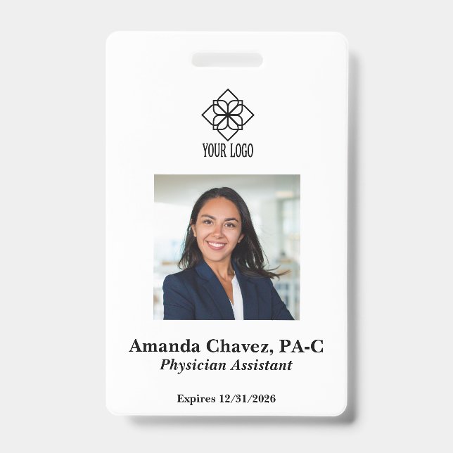 Basic Photo Logo Employee Name Badge (Front)