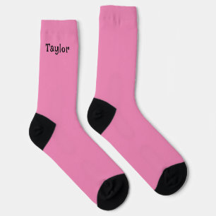 Basic Pink and Black With Custom Name Socks
