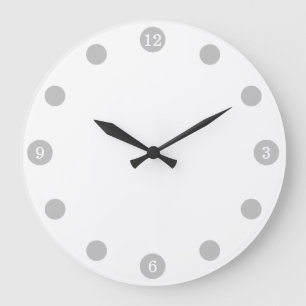 Basic Plain White and Grey Large Clock