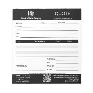 Basic Professional Service Business Black Quote  Notepad