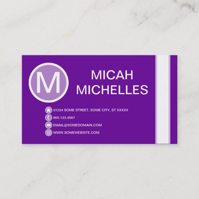basic purple bubbles business card (Front)