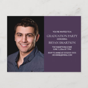 Basic Purple Graduation Party Photo Invitation  Postcard