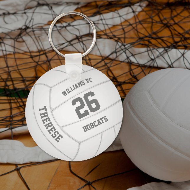 basic realistic white volleyball custom team name  keychain (Creator Uploaded)