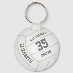 basic realistic white volleyball custom team name  keychain