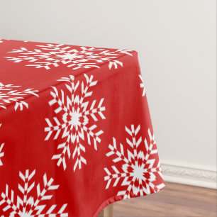 Basic Red and White Christmas Snowflake Tablecloth