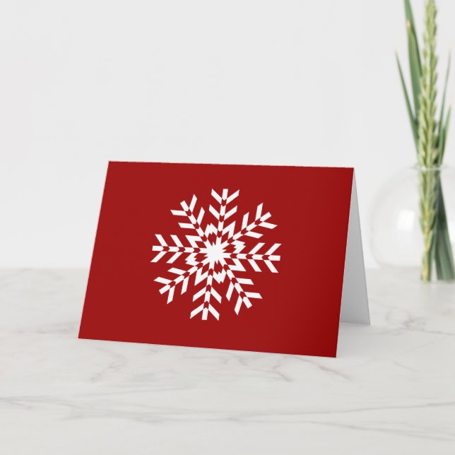 Basic Red and White Snowflake Ski Season Holiday Card (Front)