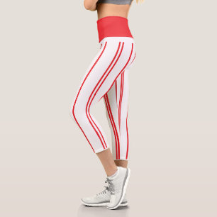 "Basic Red and White Stripe" High Waisted Capris