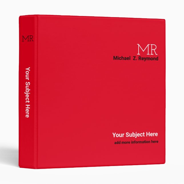 basic red colour binder with name (Front/Spine)