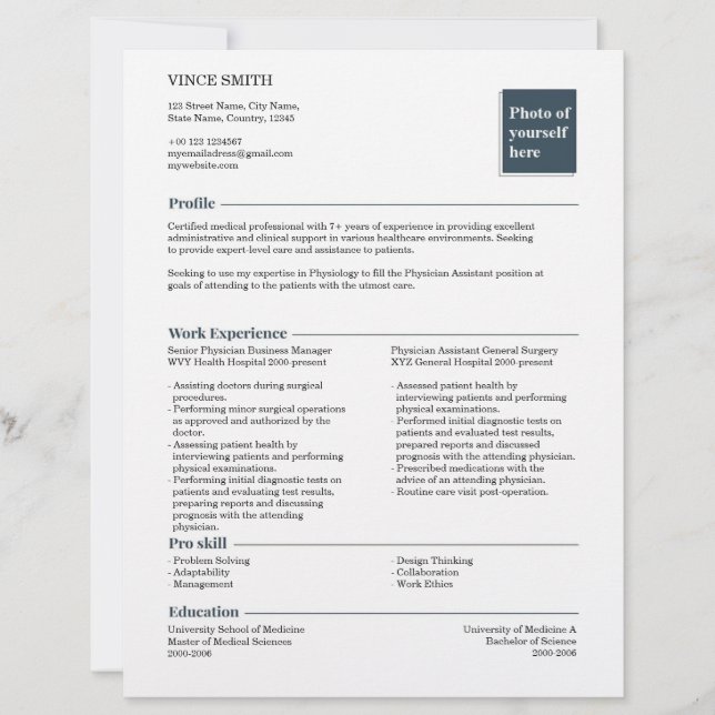 Basic Resume Template Design Easy Customization 2 Letterhead (Front)