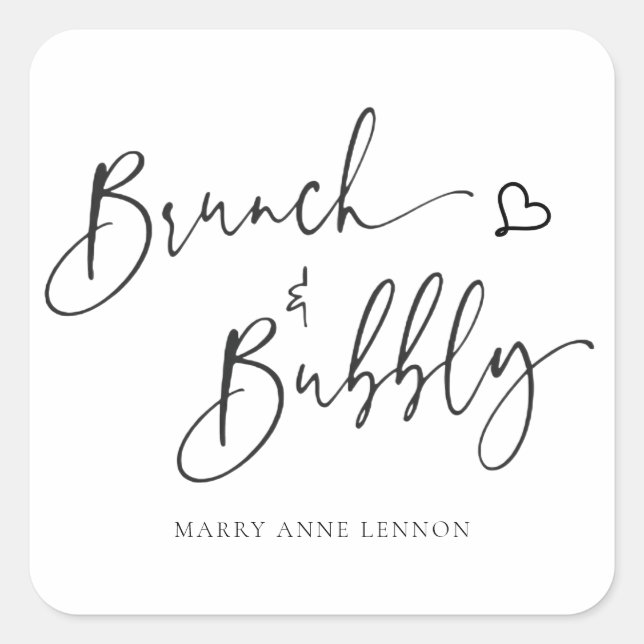 Basic Script Brunch and Bubbly Favour tag (Front)
