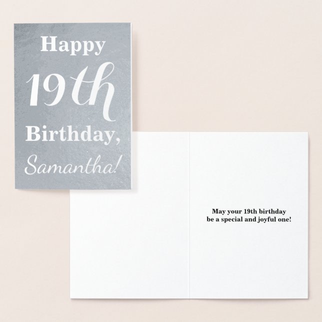 Basic Silver Foil 19th Birthday + Custom Name Card (Display)