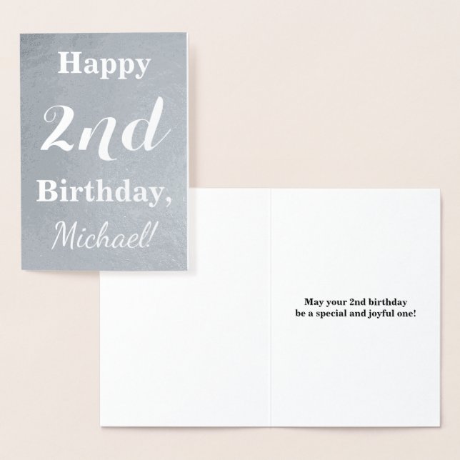 Basic Silver Foil 2nd Birthday + Custom Name Card (Display)
