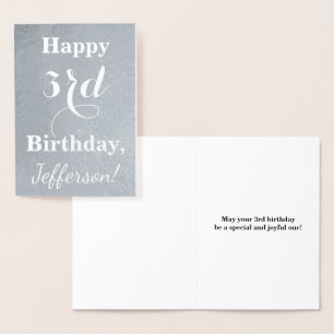 Basic Silver Foil 3rd Birthday + Custom Name Card