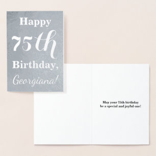 Basic Silver Foil 75th Birthday + Custom Name Foil Card