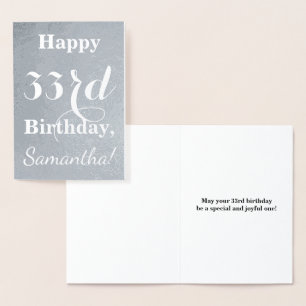 Basic Silver Foil "Happy 33rd Birthday" + Name Card