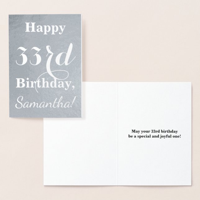 Basic Silver Foil "Happy 33rd Birthday" + Name Card (Display)