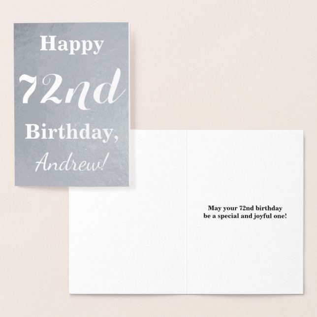 Basic Silver Foil "HAPPY 72nd BIRTHDAY" + Name Card (Display)