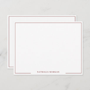 Basic Simple Burgundy Border Stationery  Card