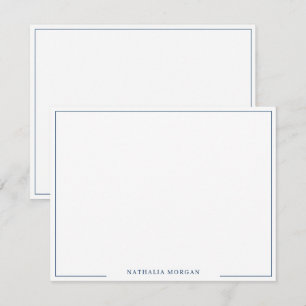 Basic Simple Navy Blue Border Stationery  Card