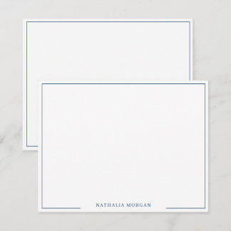 Basic Simple Navy Blue Border Stationery  Card