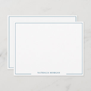Basic Simple Teal Blue Border Stationery  Card