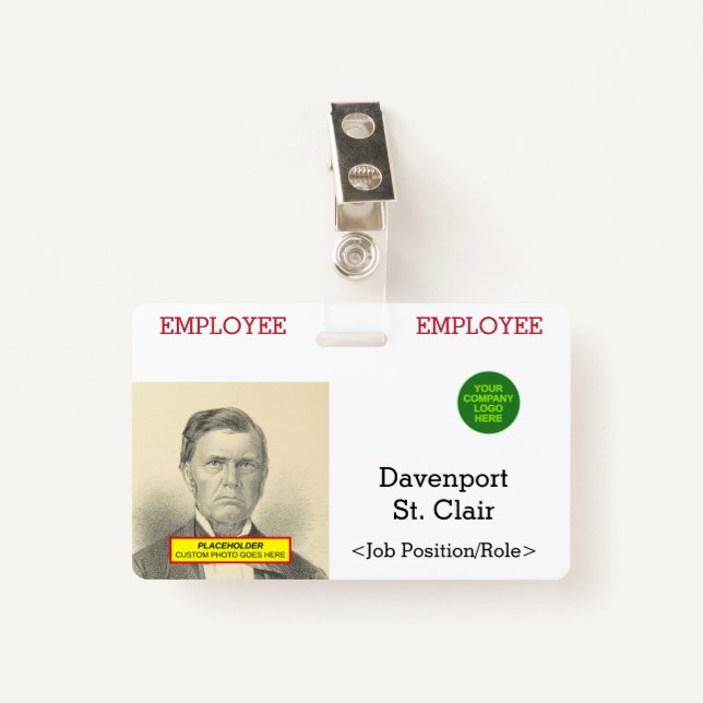 Basic Staff Member Identification Badge (Front with Clip)