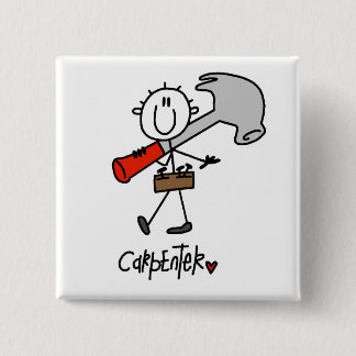 Basic Stick Figure Carpenter Tshirts and Gifts 2 Inch Square Button