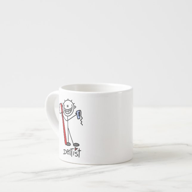 Basic Stick Figure Dentist Espresso Cup (Front Left)
