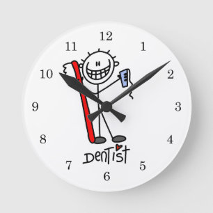 Basic Stick Figure Dentist Round Clock