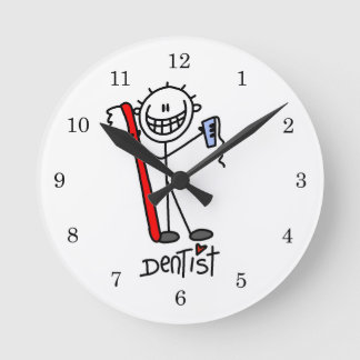 Basic Stick Figure Dentist Round Clock