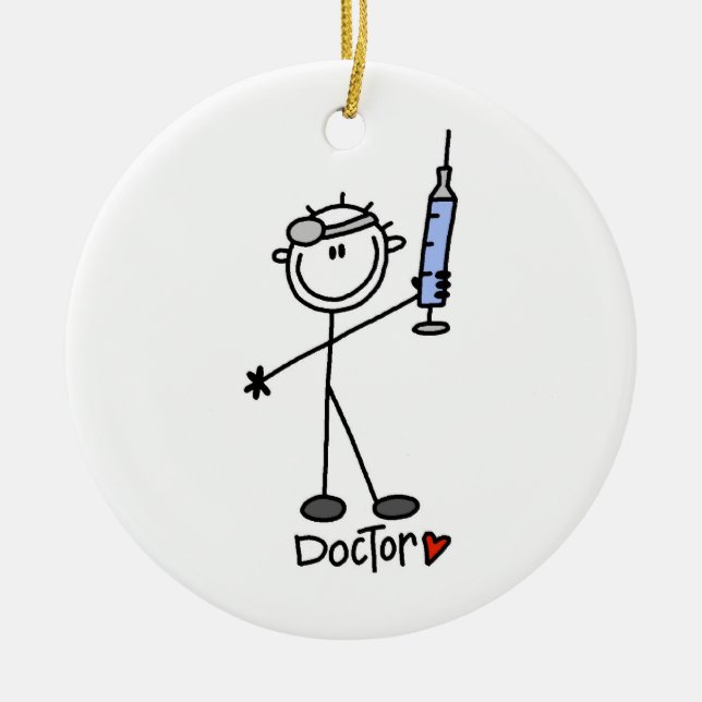 Basic Stick Figure Doctor Ceramic Ornament (Front)