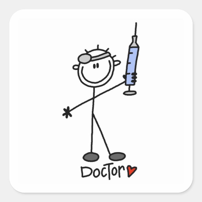 Basic Stick Figure Doctor Square Sticker (Front)