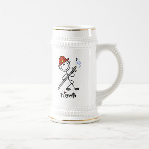 Basic Stick Figure Fireman T-shirts and Gifts Beer Stein