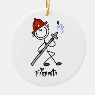 Basic Stick Figure Fireman T-shirts and Gifts Ceramic Ornament