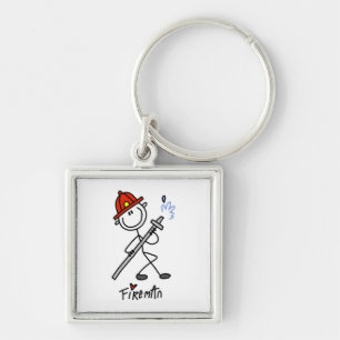 Basic Stick Figure Fireman T-shirts and Gifts Keychain