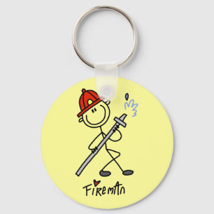 Basic Stick Figure Fireman T-shirts and Gifts Keychain